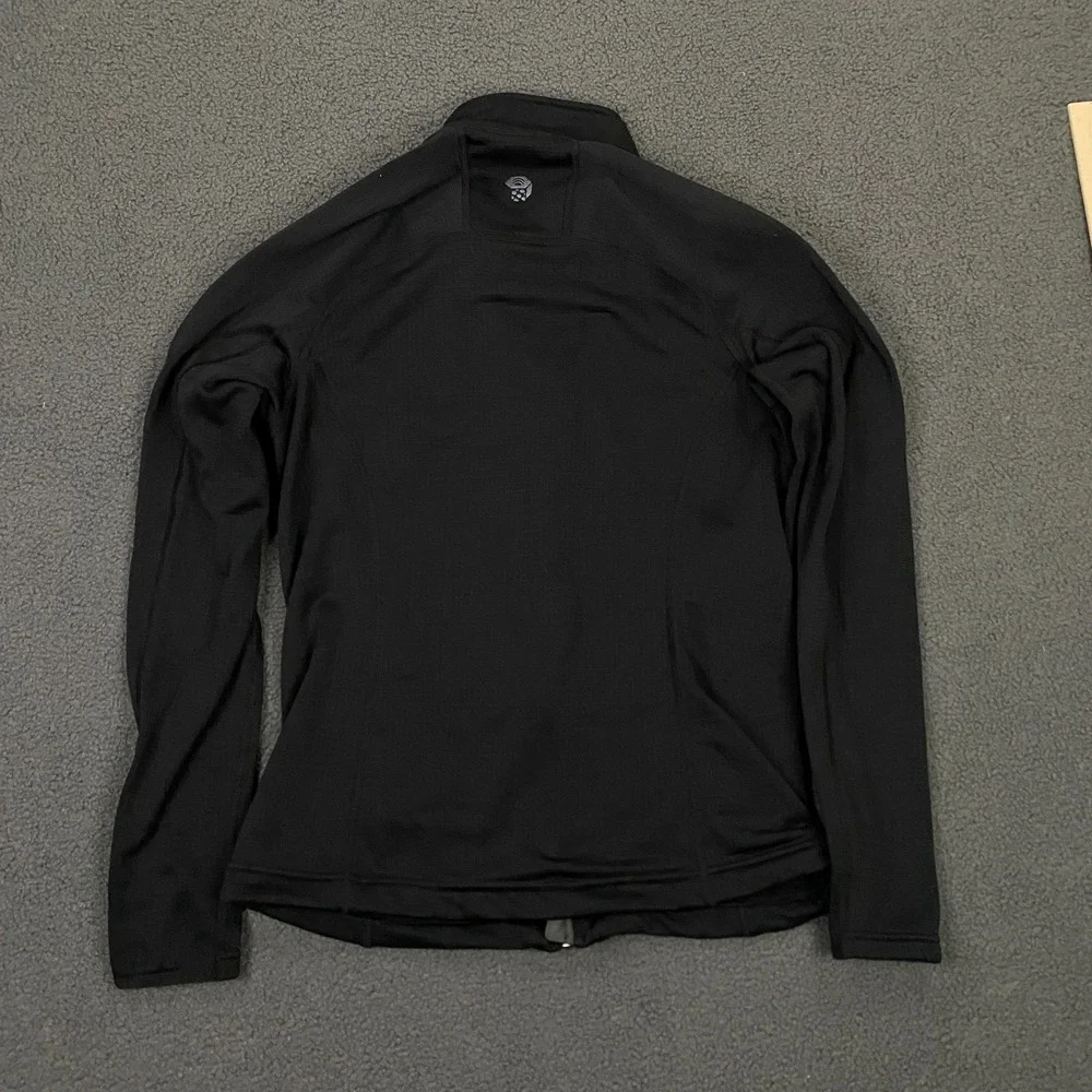 Mountain Hardwear Jacket Women Medium Black Fleece Waffle Grid Polartec Full Zip